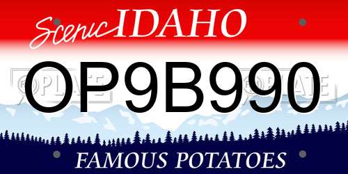 OP9B990 Idaho License Plate