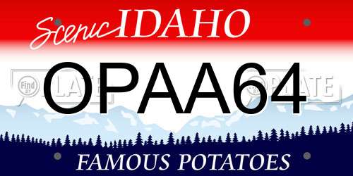 OPAA64 Idaho License Plate