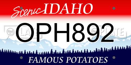 OPH892 Idaho License Plate