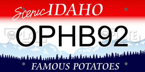 OPHB92 Idaho License Plate