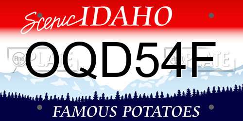 OQD54F Idaho License Plate