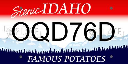 OQD76D Idaho License Plate