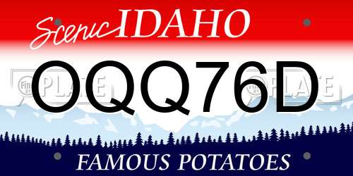 OQQ76D Idaho License Plate