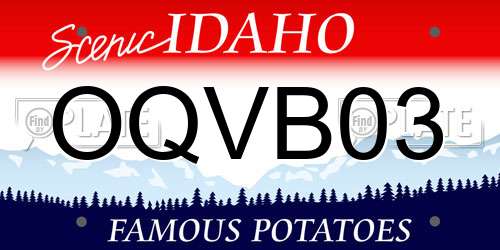 OQVB03 Idaho License Plate