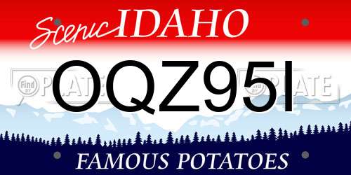OQZ95I Idaho License Plate