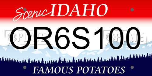OR6S100 Idaho License Plate