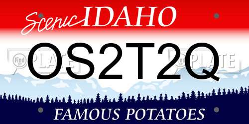 OS2T2Q Idaho License Plate
