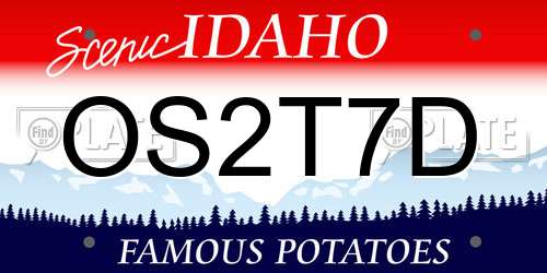 OS2T7D Idaho License Plate