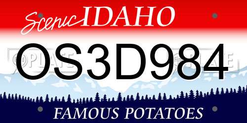 OS3D984 Idaho License Plate