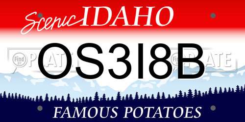 OS3I8B Idaho License Plate