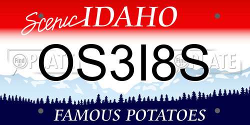 OS3I8S Idaho License Plate