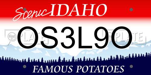 OS3L9O Idaho License Plate