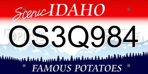 OS3Q984 Idaho License Plate