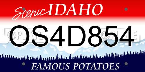 OS4D854 Idaho License Plate
