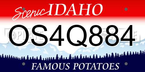 OS4Q884 Idaho License Plate