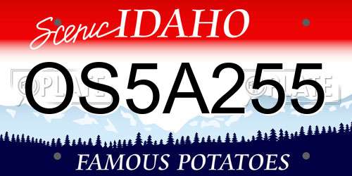 OS5A255 Idaho License Plate