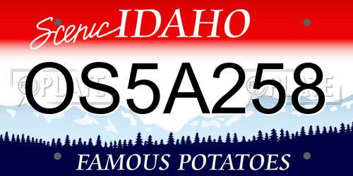 OS5A258 Idaho License Plate