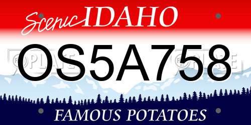 OS5A758 Idaho License Plate