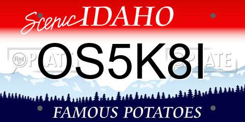 OS5K8I Idaho License Plate