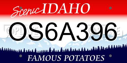 OS6A396 Idaho License Plate