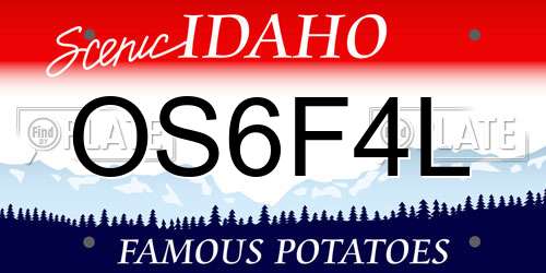 OS6F4L Idaho License Plate