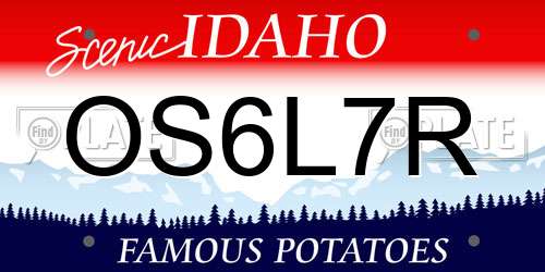 OS6L7R Idaho License Plate