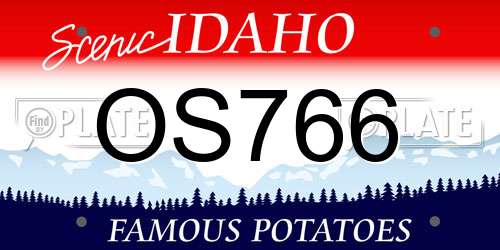 OS766 Idaho License Plate