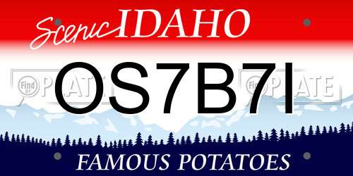 OS7B7I Idaho License Plate