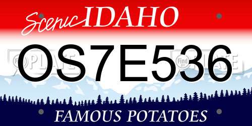 OS7E536 Idaho License Plate