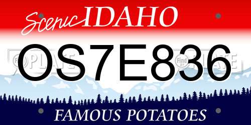 OS7E836 Idaho License Plate
