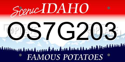 OS7G203 Idaho License Plate