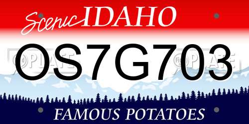 OS7G703 Idaho License Plate