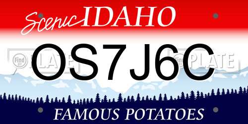 OS7J6C Idaho License Plate