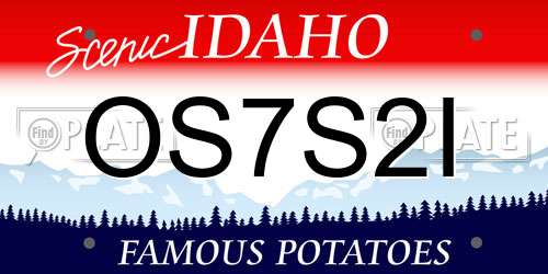 OS7S2I Idaho License Plate