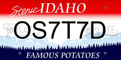 OS7T7D Idaho License Plate