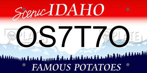 OS7T7O Idaho License Plate