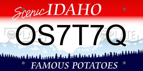 OS7T7Q Idaho License Plate