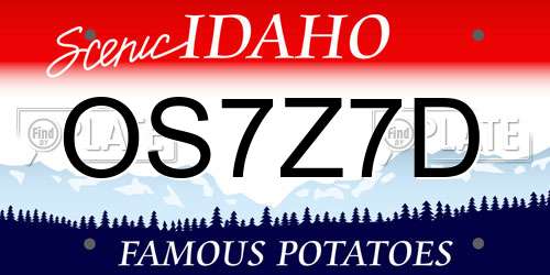 OS7Z7D Idaho License Plate