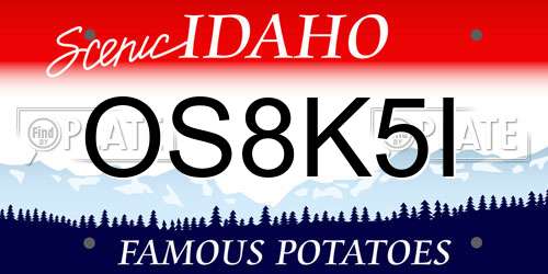 OS8K5I Idaho License Plate