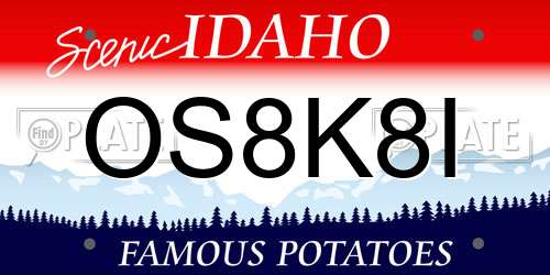 OS8K8I Idaho License Plate
