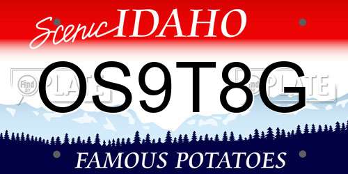 OS9T8G Idaho License Plate