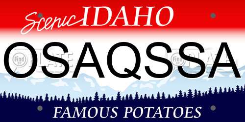 OSAQSSA Idaho License Plate