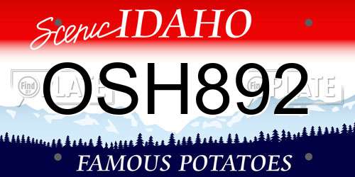 OSH892 Idaho License Plate