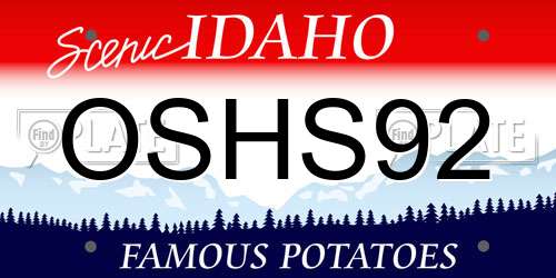 OSHS92 Idaho License Plate