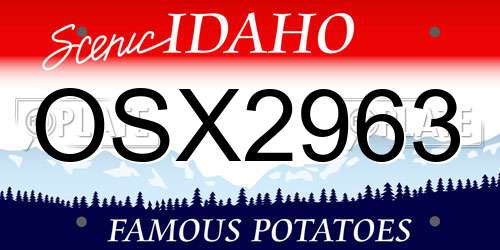 OSX2963 Idaho License Plate