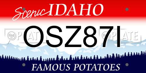 OSZ87I Idaho License Plate