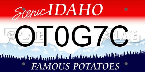 OT0G7C Idaho License Plate