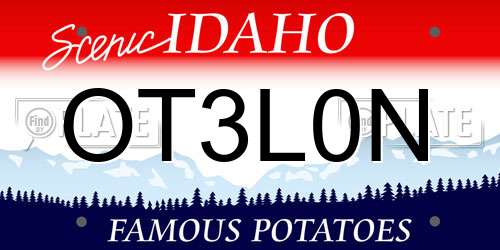 OT3L0N Idaho License Plate