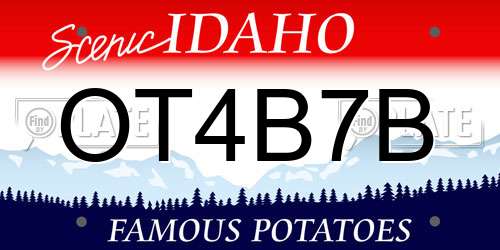 OT4B7B Idaho License Plate