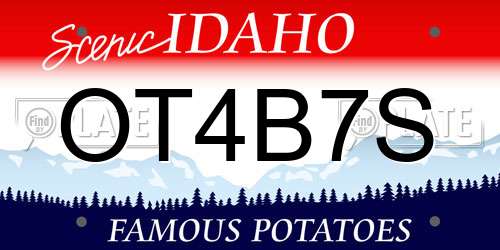OT4B7S Idaho License Plate